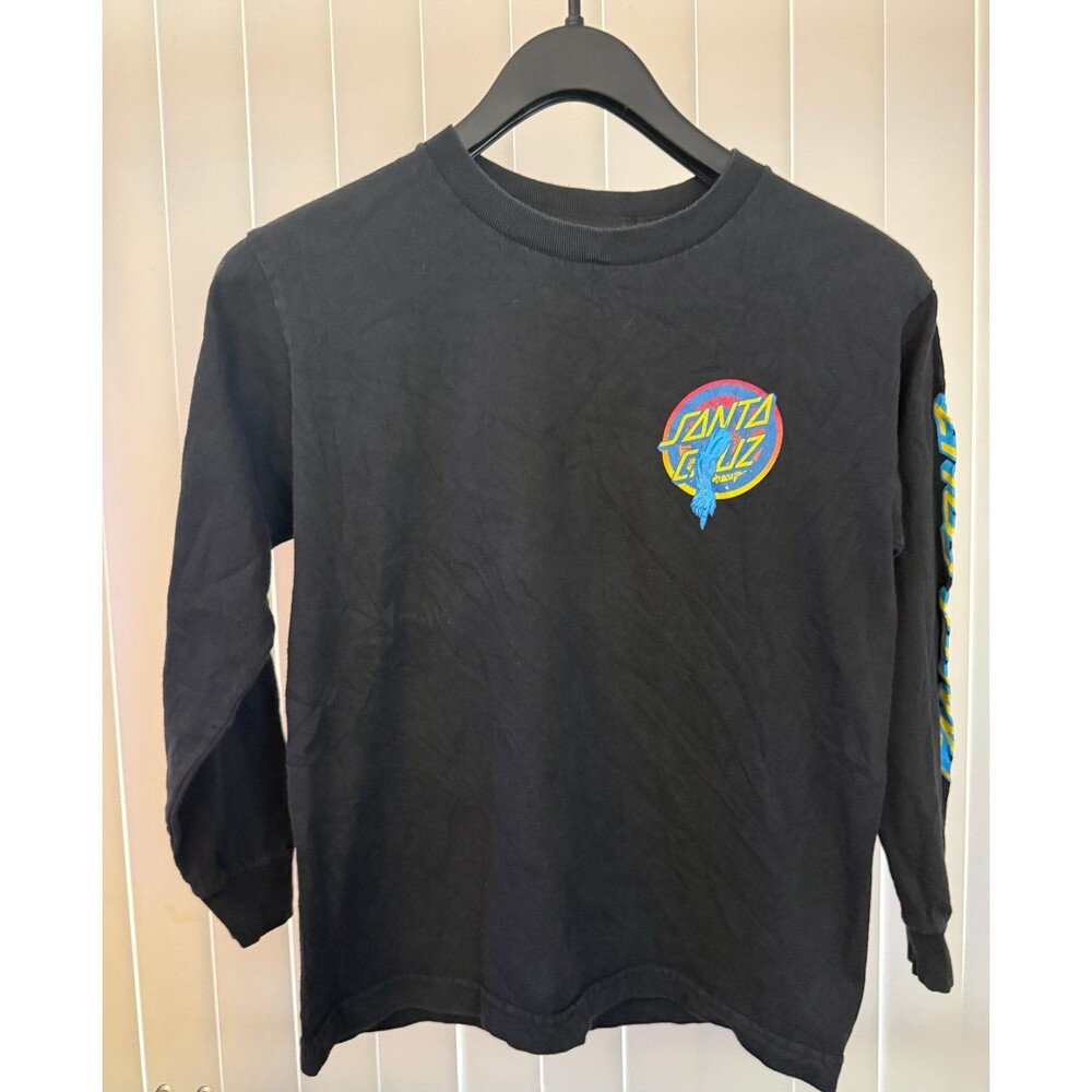 Youth Santa Cruz Long Sleeve Black Logo Graphic T-Shirt Size Medium